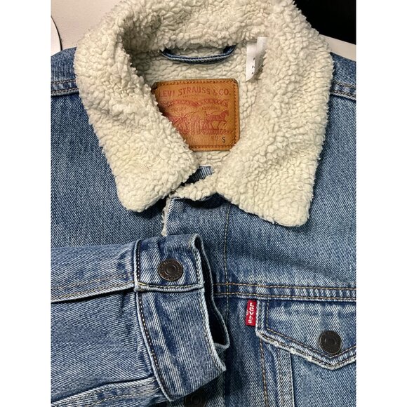 Levi's Men's Sherpa Lined Trucker Style Denim Jacket Size S Blue